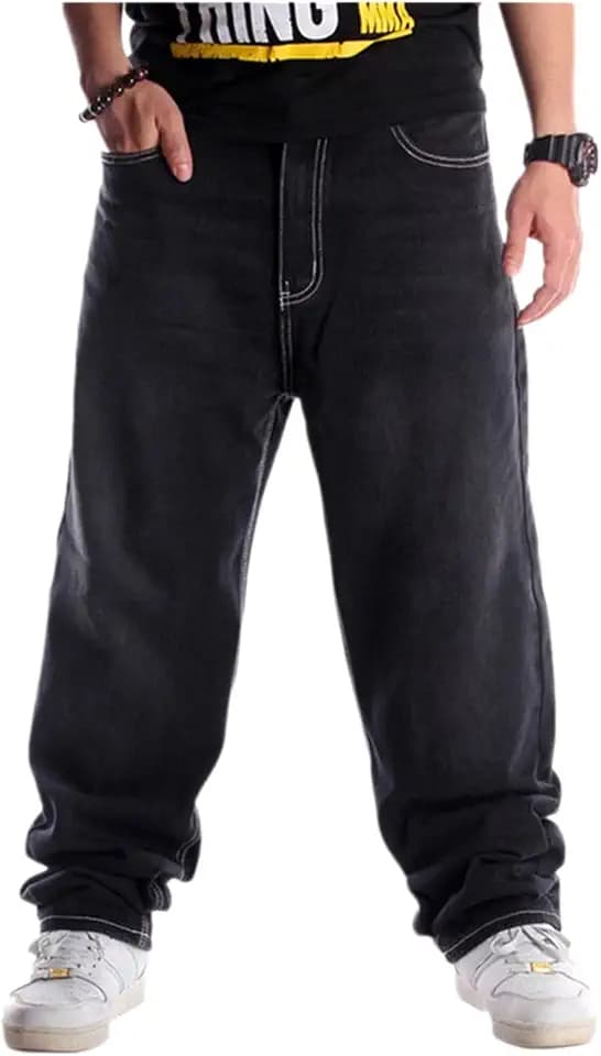 LUOBANIU Men's Baggy Jeans Loose Fit Hip Hop Streetwear Vintage 90s Y2k Stretch Comfort Casual for Dance & Skateboard