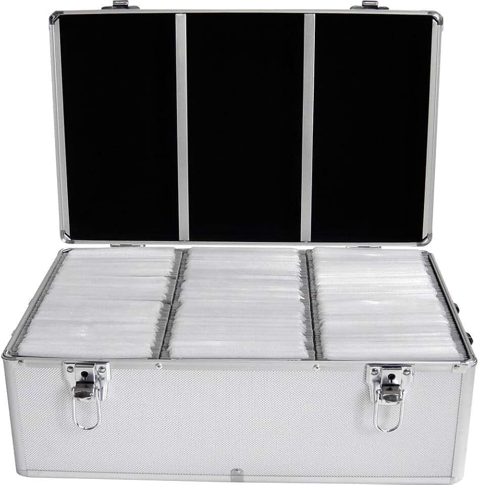 MediaRange Archivierungskoffer für 500 Discs, Aluminium-Optik, mit Einhängetaschen, Silber