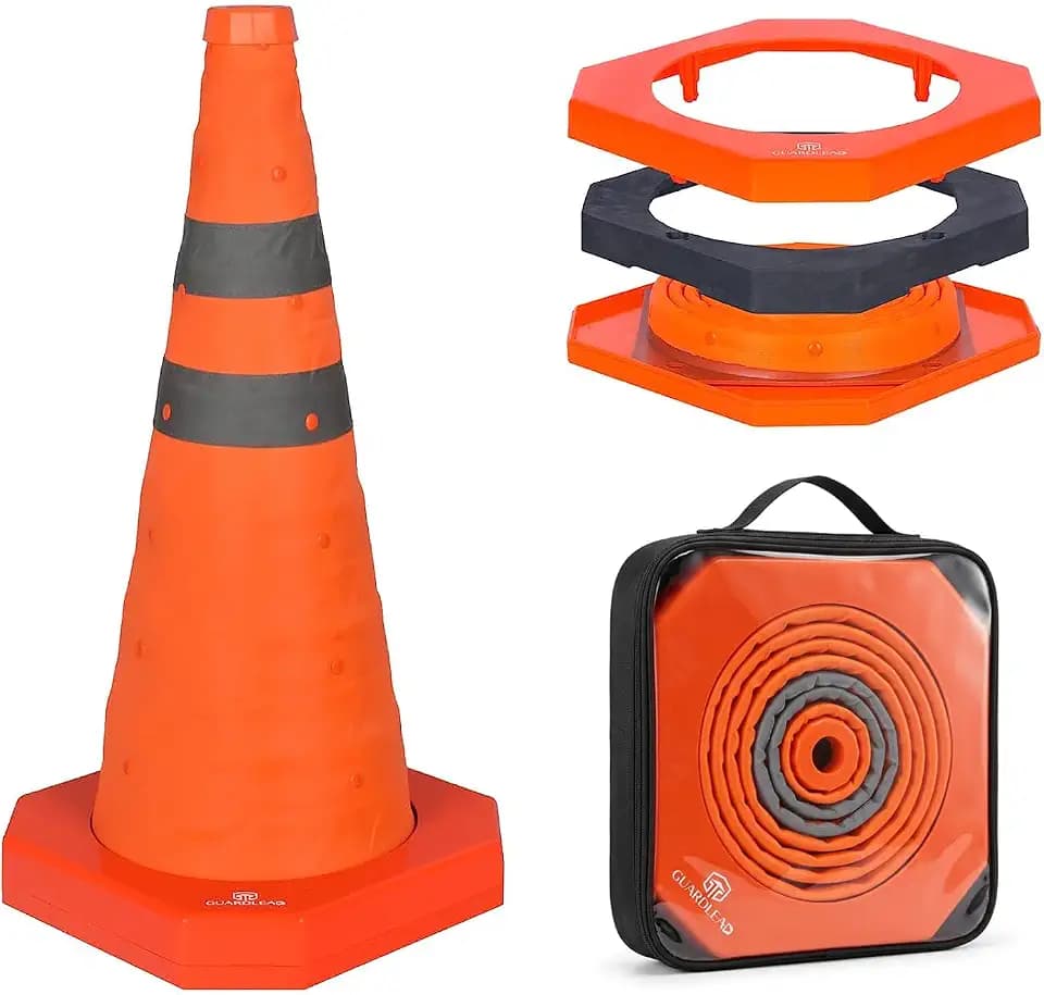 Faltbar Leitkegel Warnkegel Verkehrskegel faltbar Pylon Sicherheitskegel Mehrzweck-Popup-Reflektierender Sicherheitskegel (1, 18in mit beschwertem Sockel)