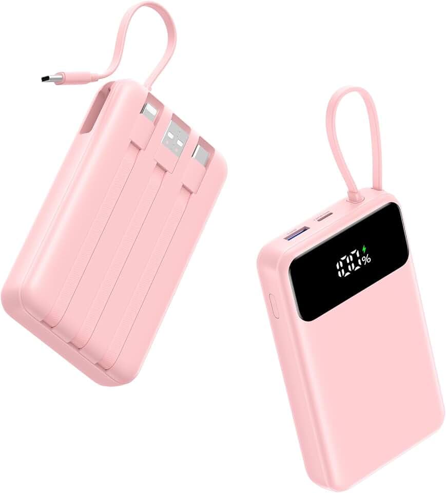 A ADDTOP 20000mAh Ultra Klein Power Bank mit 4 Kabel, 22,5W Schnellladen