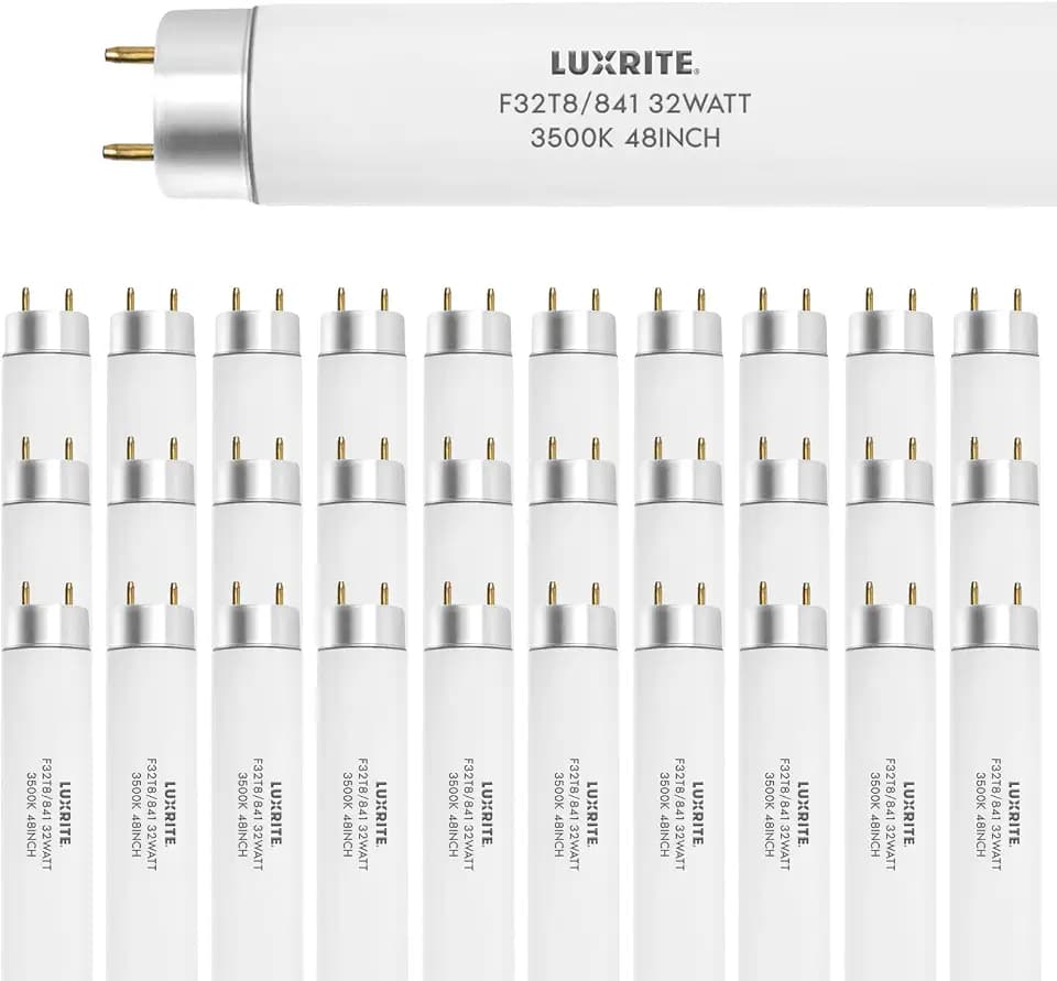 LUXRITE F32T8/835 48 Inch T8 Fluorescent Tube Light Bulb, 3500K, 30-Pack