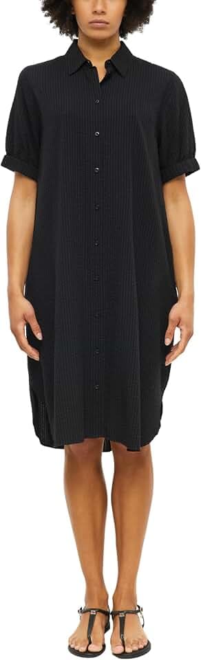 s.Oliver Damen Kleid – Regular Fit, Hemdkragen, Kurzarm