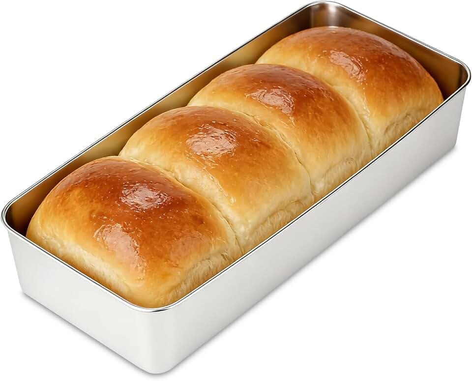 Romon Edelstahl Brotbackform, 1 Stück Brotbacktopf Kasten, Rechteckige Kastenform (33×15×6.5cm) hitzebeständig für Backen & Festlichkeiten, spülmaschinengeeignet für Brot & Kuchen, Brot Backen Zubehör