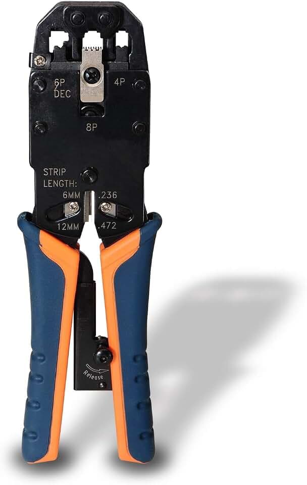 AISENS A142 – 0311 – Heftzange Ratschen-Crimpzange RJ10/RJ11/RJ12/RJ45, schwarz