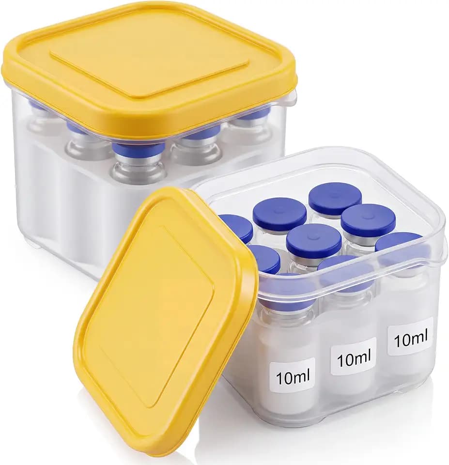 Meanplan 10ml 2 Pcs Peptide Vial Storage Case for Fridge,Yellow