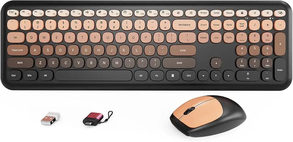 HotFox Retro Typewriter Wireless Keyboard and Mouse Combo, Burgundy Red