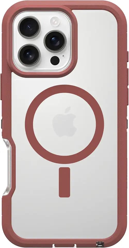 OtterBox iPhone 16 Pro Max Defender Series XT Clear Case - Brick Red Clear