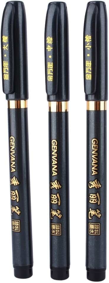 DEWIN Japanischer Stift, Japanische Stifte Teechinesische Japanische Kalligraphie Shodo Pinsel Tinten Feder Schreibens Zeichnungs Fertigkeit (3 Stück)