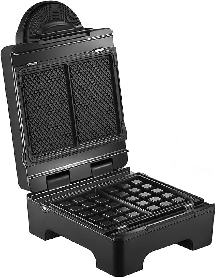 LAGRANGE Waffeleisen Tart', 1070 W, 3 Plattensets inklusive, Waffeln mit großen Waben auf der einen Seite und glatte Oberfläche zum Streichen auf der anderen, abnehmbare Platten, multifunktional,