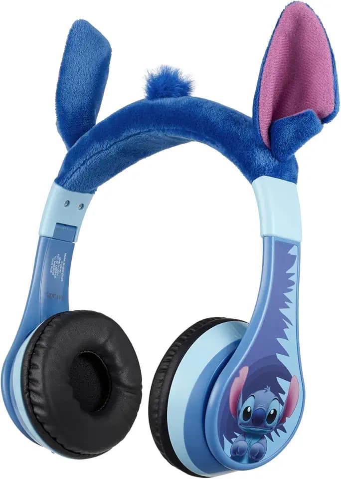 ekids Disney Stitch Bluetooth-Kopfhörer, kabellose Kopfhörer mit Mikrofon, inklusive AUX-Kabel, Lautstärkeregelung, Kinder, Faltbare Kopfhörer für Schule, Zuhause oder Reisen