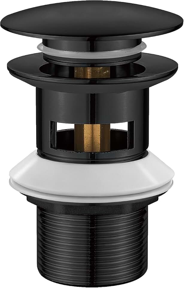 Ibergrif M20502B Pop-Up Ablaufgarnitur mit Überlauf, Schwarz, 41–50 mm