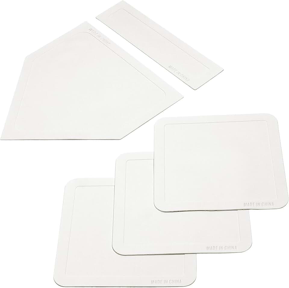 Rubber Baseball Bases for Yard - 5 Piece Set Improve Power and Agility - Softball Kickball Bases & Plates - Baseballs Accessories Fun for All Ages