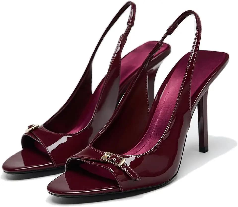 Women's Open Toe Slingback Stiletto Heel Sandals Pointed Peep Toe Buckle High Heel Sexy Dress Pumps Shoes for Party Wedding Evening Heeled Sandal