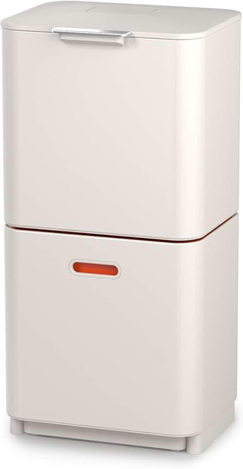 Joseph Joseph Totem Max 60 Abfalltrennsystem - Küchenabfallbehälter mit separater Recyclingeinheit, inkl. Bioabfallbehälter, 60 Liter - Stein, Stone