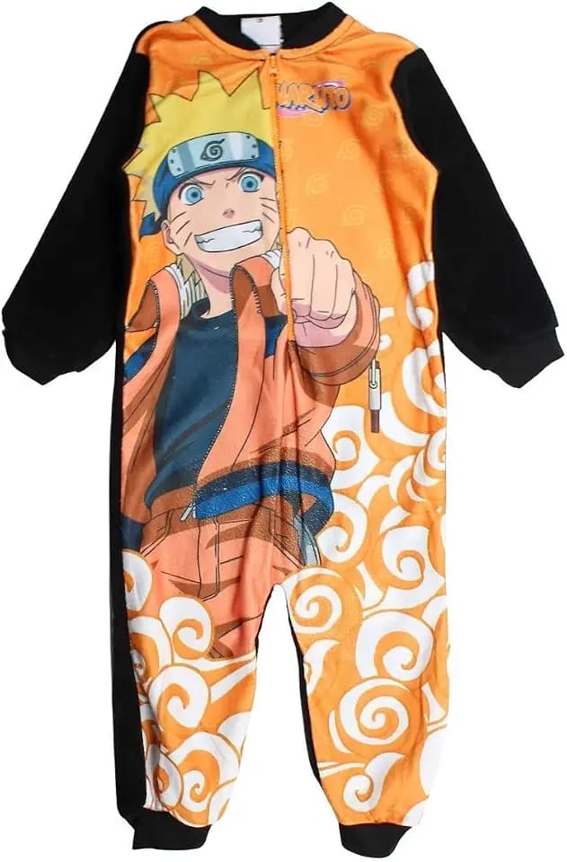 Naruto-Overall aus Fleece, Komfort und Wärme, Naruto-Design für Jungen, ideal für den Winter, Schwarz, 8 Jahre
