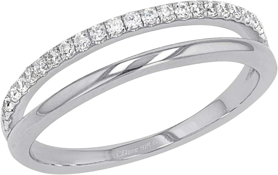 s.Oliver Ring 925 Sterling Silber Damen Ringe, mit Zirkonia synth., Kommt in Schmuck Geschenk Box