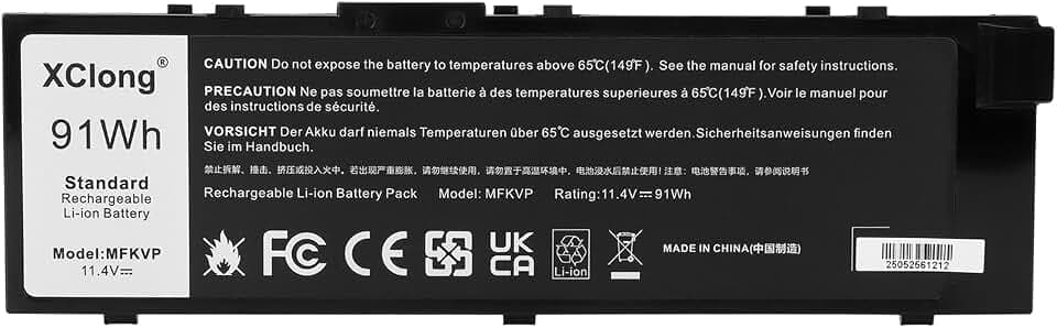 91Wh 11,4V MFKVP Laptop Akku Ersatz für Dell Precision 15 7510 7520 Precision 17 7710 7720 M7710 M7510 Mobile Workstation 451-BBSB 451-BBSE 451-BBSF TWCPG T05W1 GR5D3 0FNY7 1G9VM M28DH
