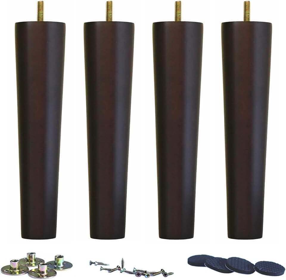WEICHUAN 8 Inch Wood Replacement Furniture Sofa Couch Legs Set of 4