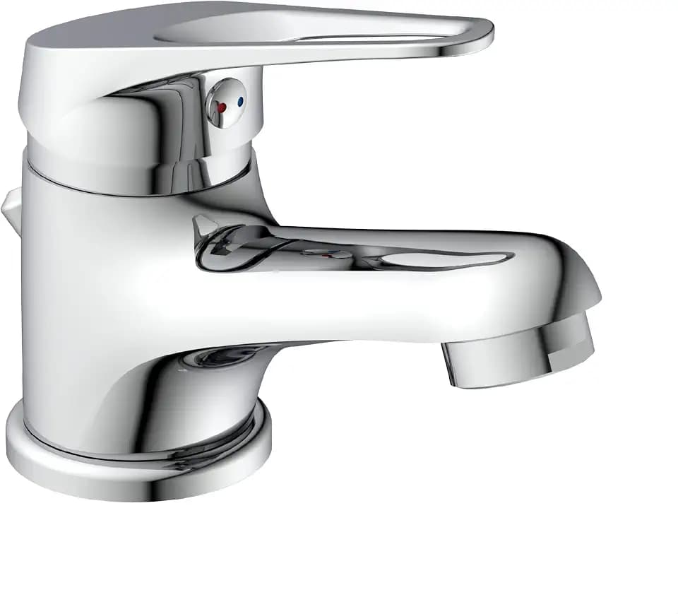 EISL NI075SCR SPEED Waschtischarmatur, Badarmatur, Einhebelmischer mit Ablaufgarnitur, besonders platzsparender Wasserhahn, ideal für kleine Waschbecken, Chrom