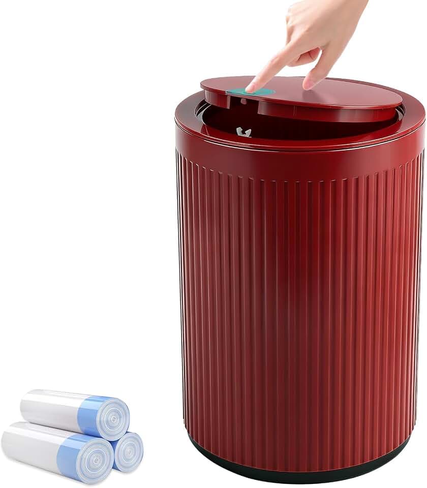 JiatuA Small Bathroom Trash Can with Lid 2.1 Gallon Plastic Garbage Can Red