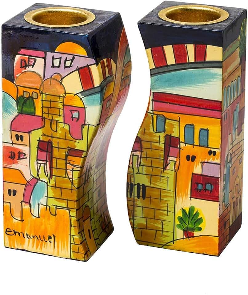Shabbat Kerzenhalter – jüdisches Set – Yair Emanuel Fitted Shabbat Kerzenhalter Jerusalem (Bundle)