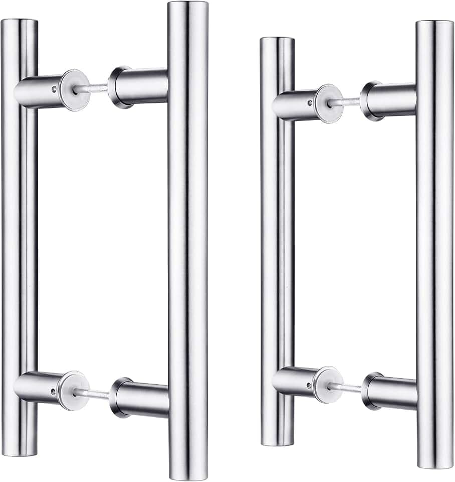 EaseLife Doppelseitiger Türgriff aus Edelstahl, 30,5 cm, H-Form, gebürstet, passend für Glastüren, Holztüren, 2 Stück
