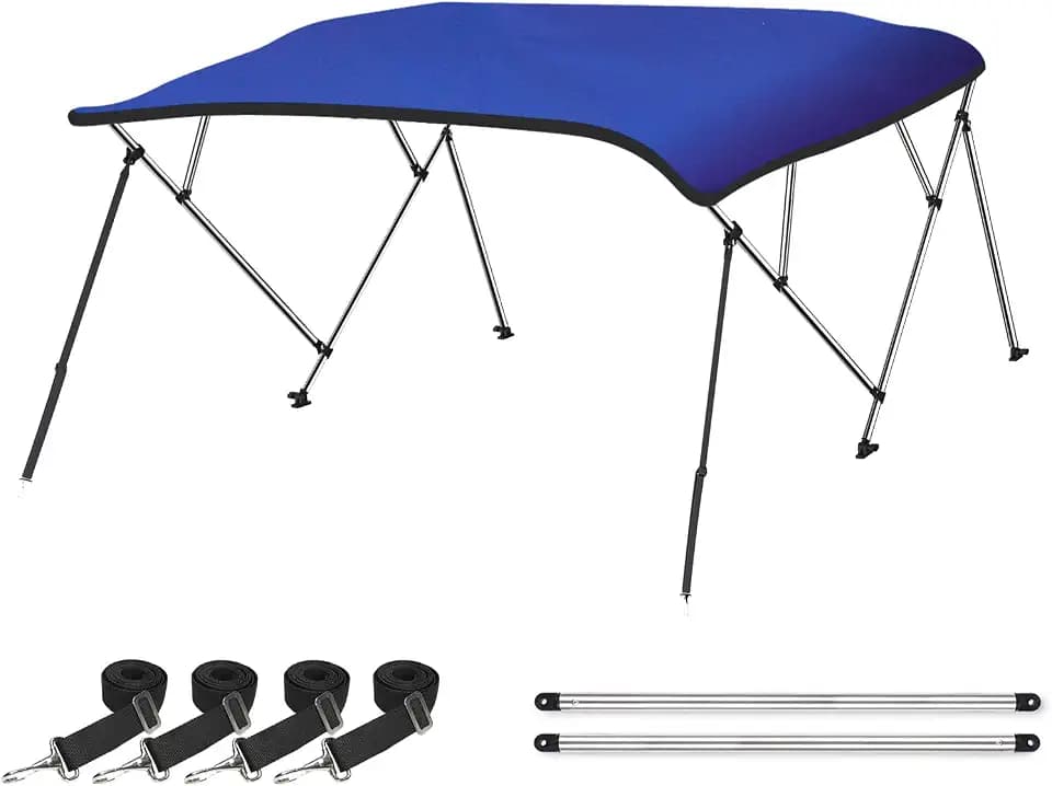 Naviskin 3 Bow & 4 Bow Bimini Top for Boats, 10 Colors, 13 Sizes