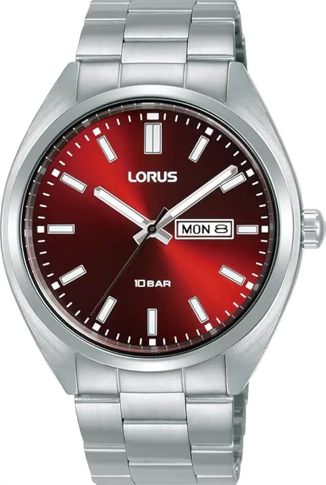 Lorus Herren Analog Quarz Uhr mit Edelstahl Armband,Silber/Grün