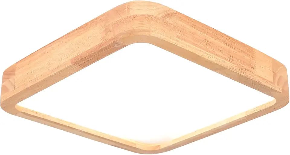 LED Deckenlampe Holz 24W Deckenleuchte Quadrat 30cm Kaltweißes Licht 6500K Durchmesser Modern Küchenlampe Lampe Wohnzimmer für Balkon Flur Babyzimmer Schlafzimmer Esszimmer (Dicke 5,5 cm)