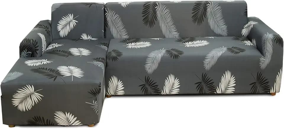 Sofa Überwürfe Sofabezug Elastische für L Form Sofa Rechts/Links,Sofabezug Ecksofa Spannbezug(4 Sitzer+3 Sitzer,B)