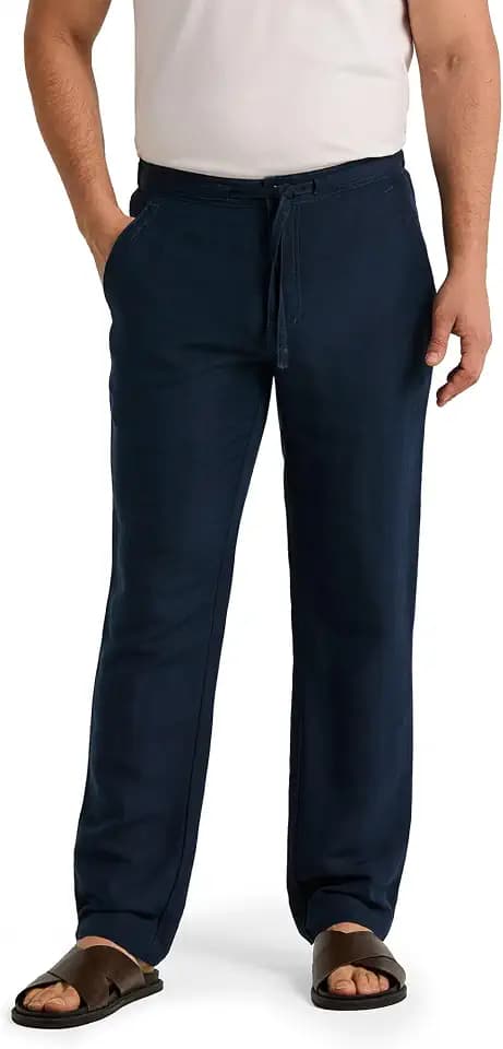 Cubavera Men's Linen-Blend Lightweight Pants with Drawstring (Size Small - 5X Big & Tall)