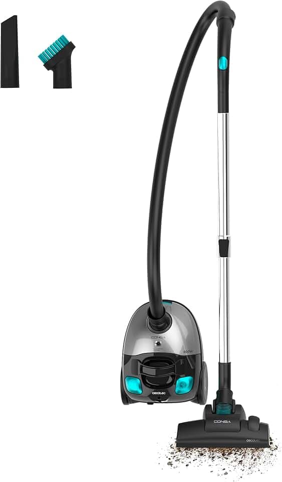 Cecotec Bodenstaubsauger mit Beutel 2L Conga Powerbag 2000 Compact Plus. 800W, Hochleistungsfilterung, Metall-Teleskoprohr, Inklusive Möbel- und Eckenzubehör