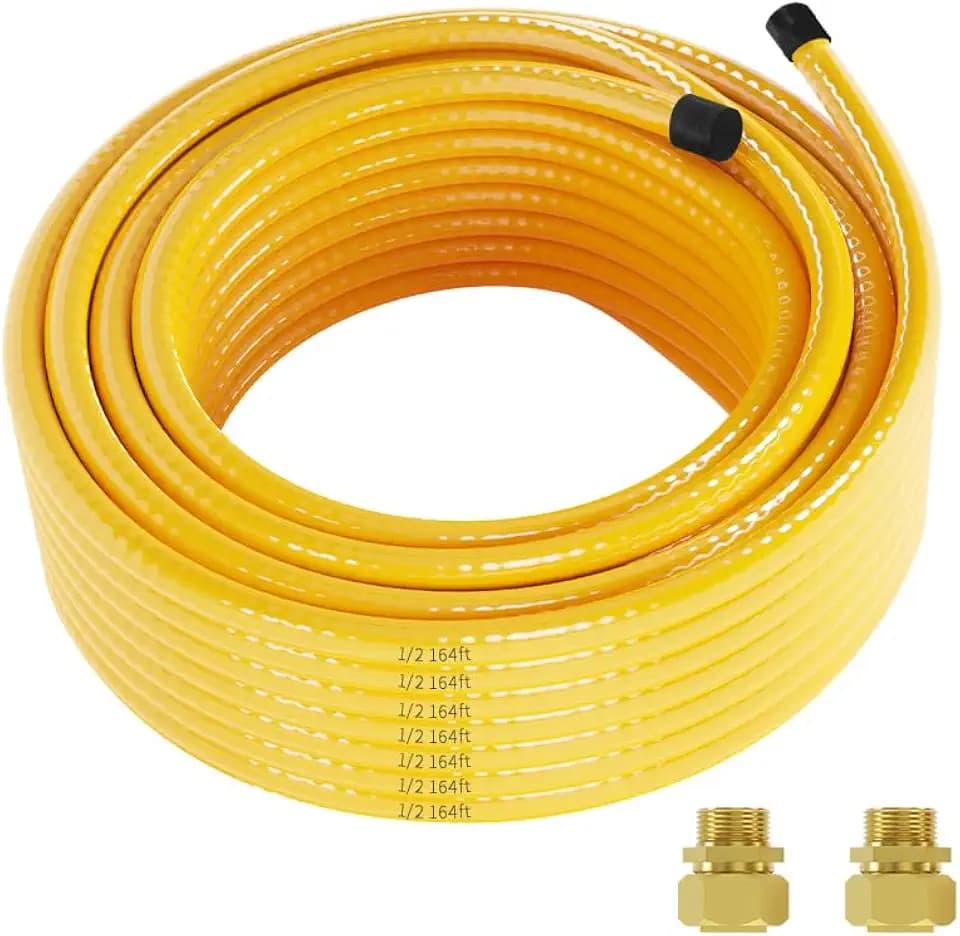 164 FT 1/2" Propane Pipe Conversion Kit Grill Hose with 2 Male Adapter Fittings Propane Grill Conversion Kit, CSST Flexible Propane Natural Gas Line, Corrugated Stainless Steel Tubing for A Gift