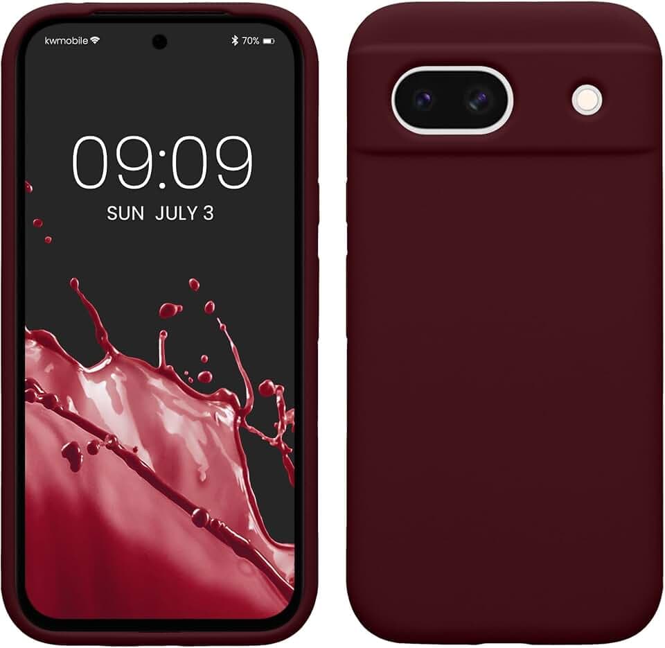 kwmobile Handyhülle für Google Pixel 8a Hülle, für Pixel 8a Case - Hülle Silikon - kabelloses Laden - Bordeaux Violett