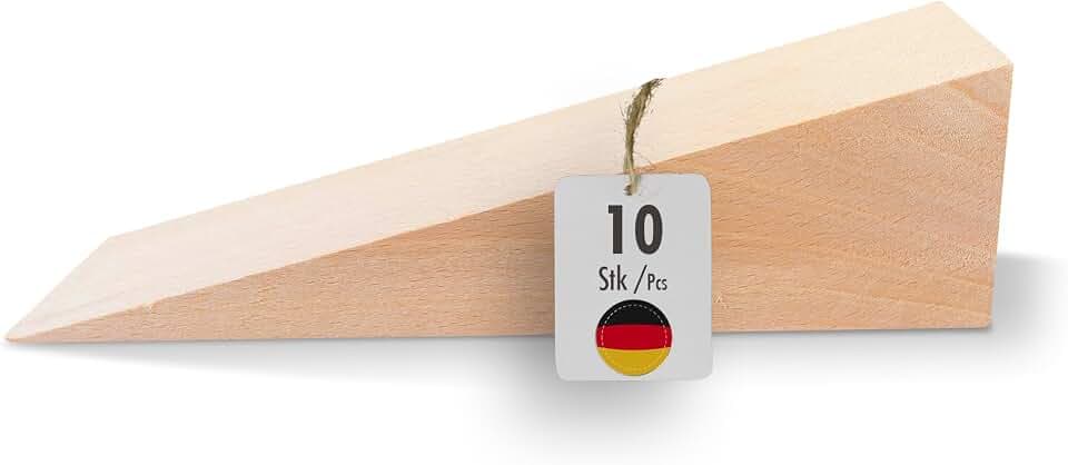haggiy Hartholzkeil 10 STK Unterlegkeile Buche - Türstopper 150x50x40mm