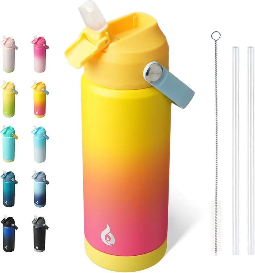 BJPKPK 18oz Insulated Water Bottle, Stainless Steel Bottle with Straw Lid