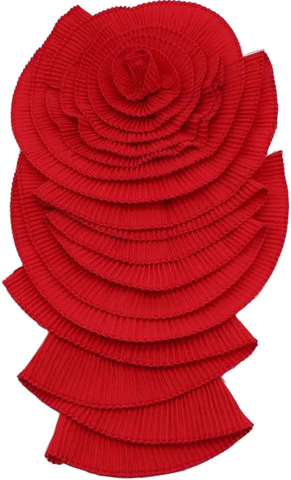 Ruffed Lace Fabric Brooch Pin Big Flower Pleated Chiffon Fabric Appliques Women Shoulder Decoration Trim