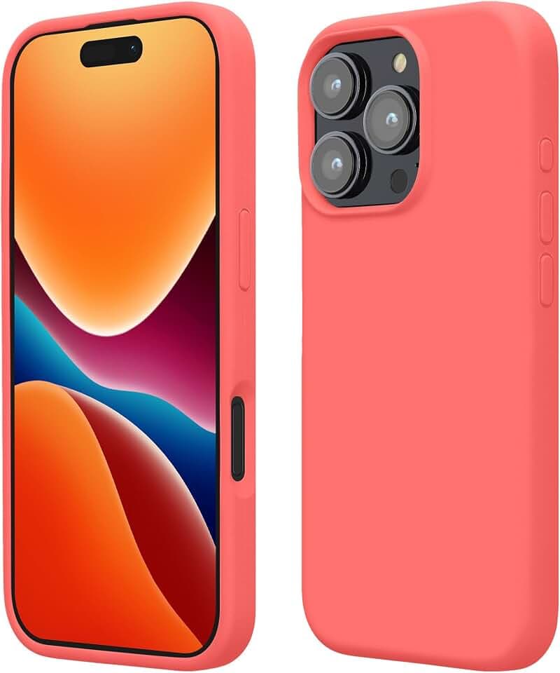 kwmobile Case Compatible with Apple iPhone 16 Pro Max Case - TPU Silicone Phone Cover with Soft Finish - Neon Coral