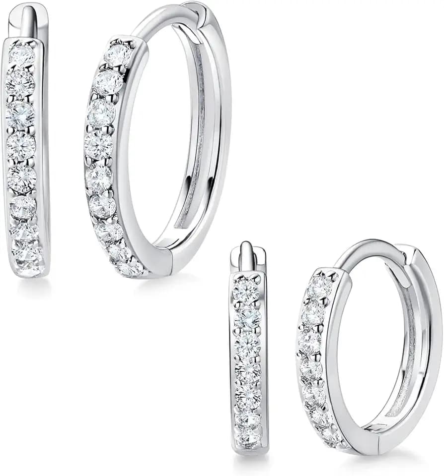 MDFUN White Gold Earrings for Women Men Hoop and Stud Earring Set