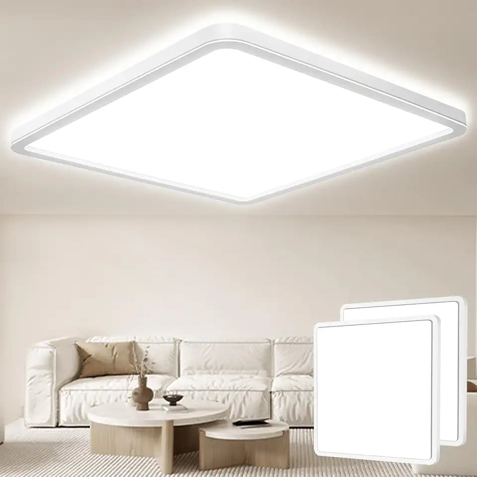 LED Deckenleuchte 24W 6000K/4000K/3000K, 3200LM IP54 Ultra Dünn Deckenlampe, Flach Quadrat Modern Badezimmer Lampe Küchenlampe für Flur Schlafzimmer Balkon Wohnzimmer Büro Küche Keller Ø29CM