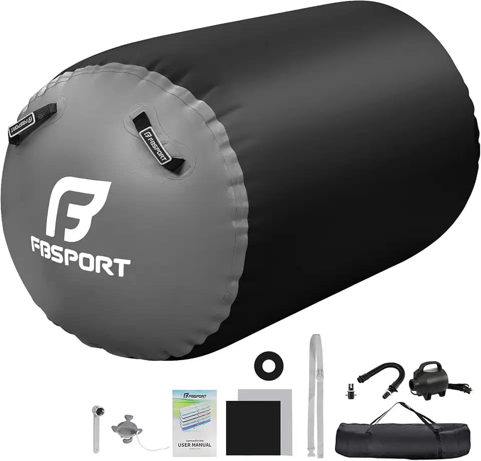 FBSPORT Aufblasbare LuftRollen Air Roll Air Barrel Sportmatte mit Pumpe 120x75 CM
