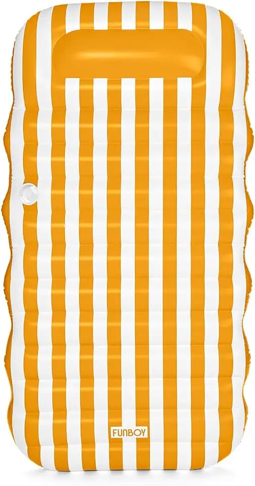 FUNBOY Yellow & White Cabana Striped Flat Lounger Pool Float