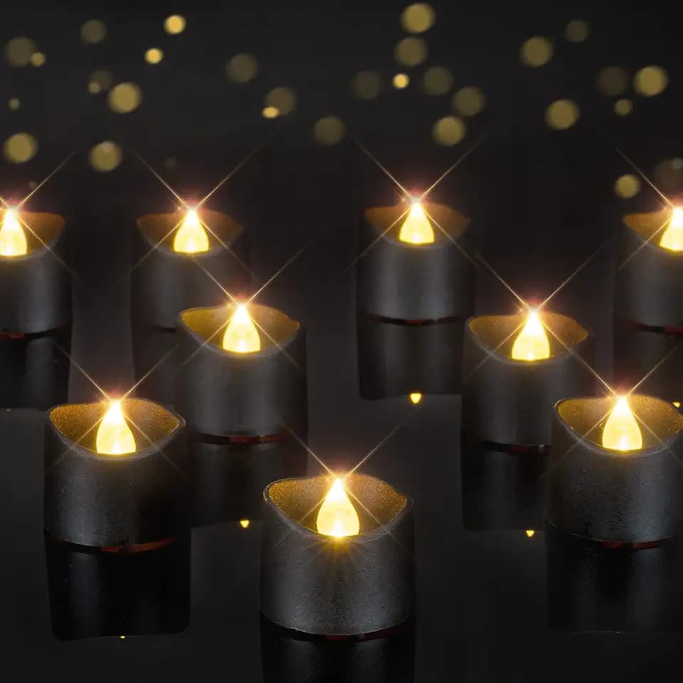 Homemory 24-Pack Black Flameless Battery Tea Light Candles, 200+ Hours