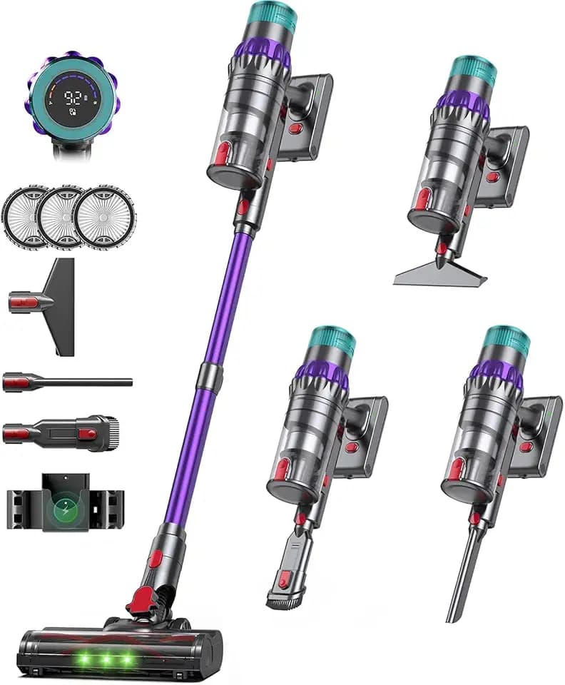 Cordless Vacuum Cleaner for Home, 650W 60KPa Stick Vacuum Cleaner,Max 75Min