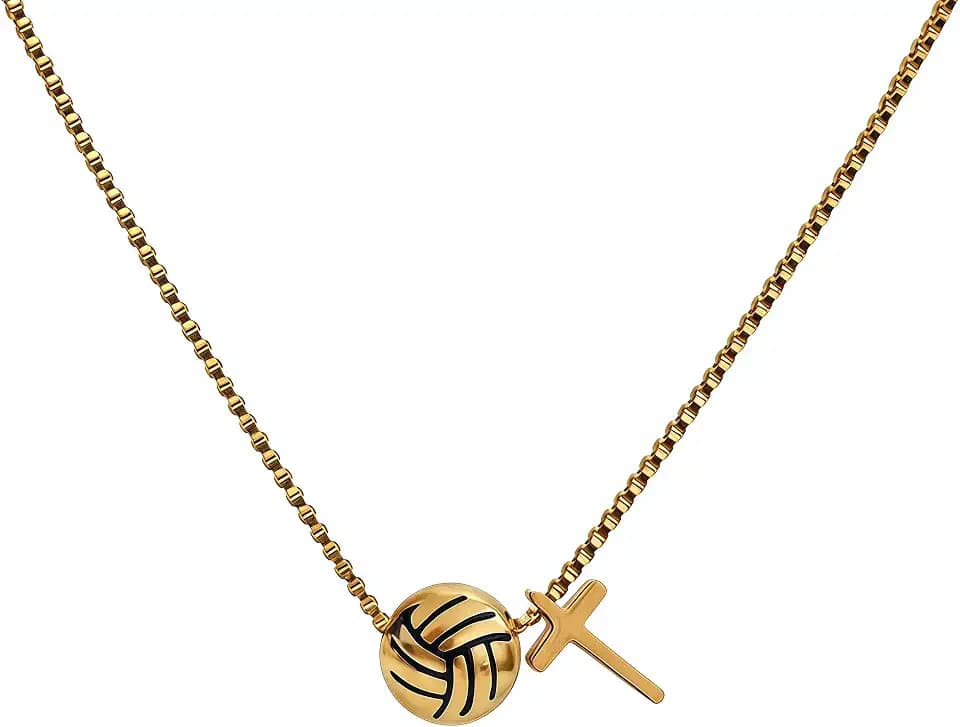 18K Gold Plated Cross Necklace for Women Sports Christian/Softball/Volleyball/Basketball/Soccer Pendant Necklace Jewelry Teens Gift for Christmas Birthday Mother's Day