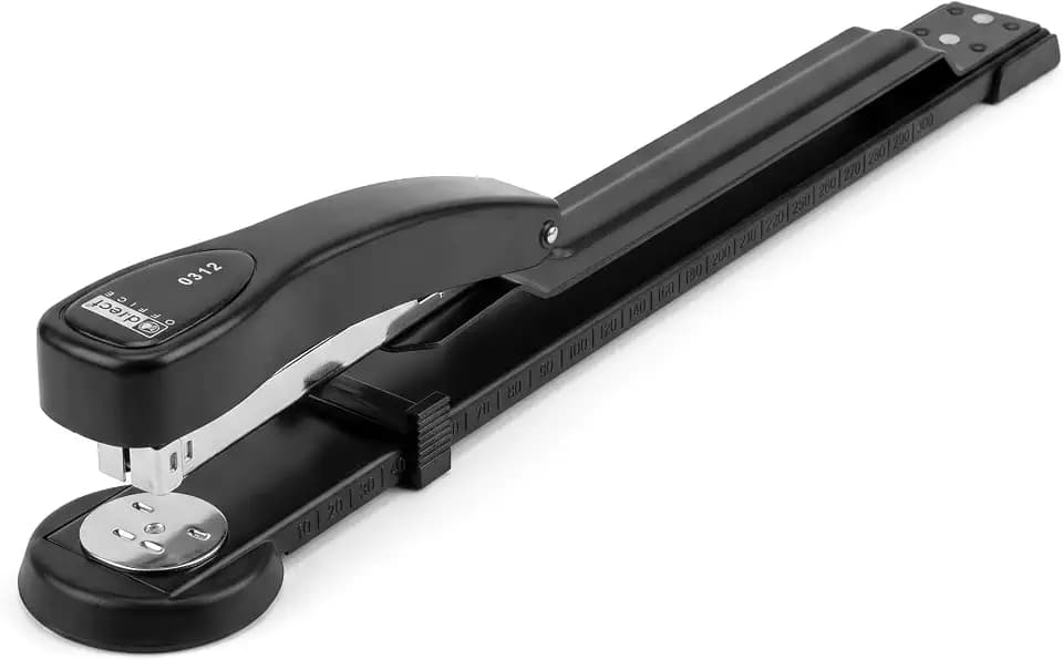 D.RECT 0312 Langarm Heftgerät für 50 Blatt Langarmhefter - Hefter für Büro Tacker groß - Einlegetiefe bis 31,4 cm A3 Langarmtacker Tacker - Metall Stapler - Hefttiefenbegrenzer