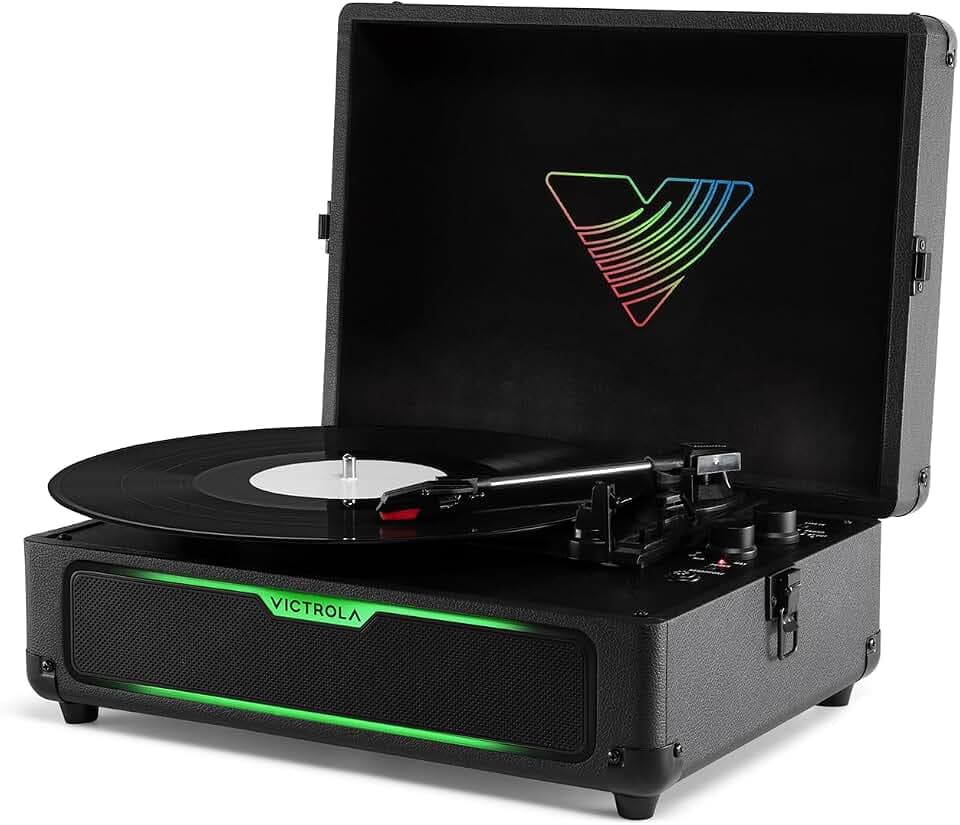 Victrola Journey Glow - Lightshow Bluetooth-Kofferplattenspieler - Schwarz