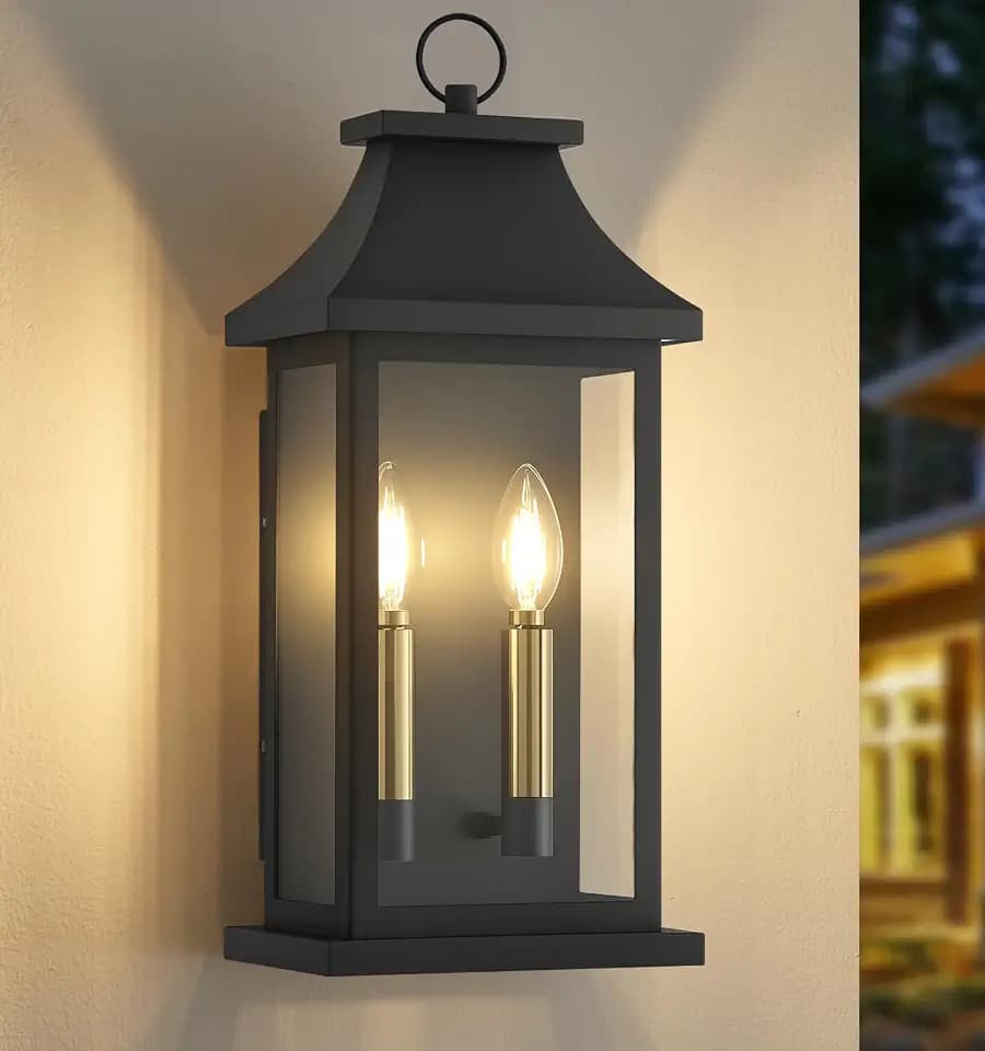 22'' Large Outdoor Light Fixture, 1 Pack Modern Black Exterior Wall Lantern
