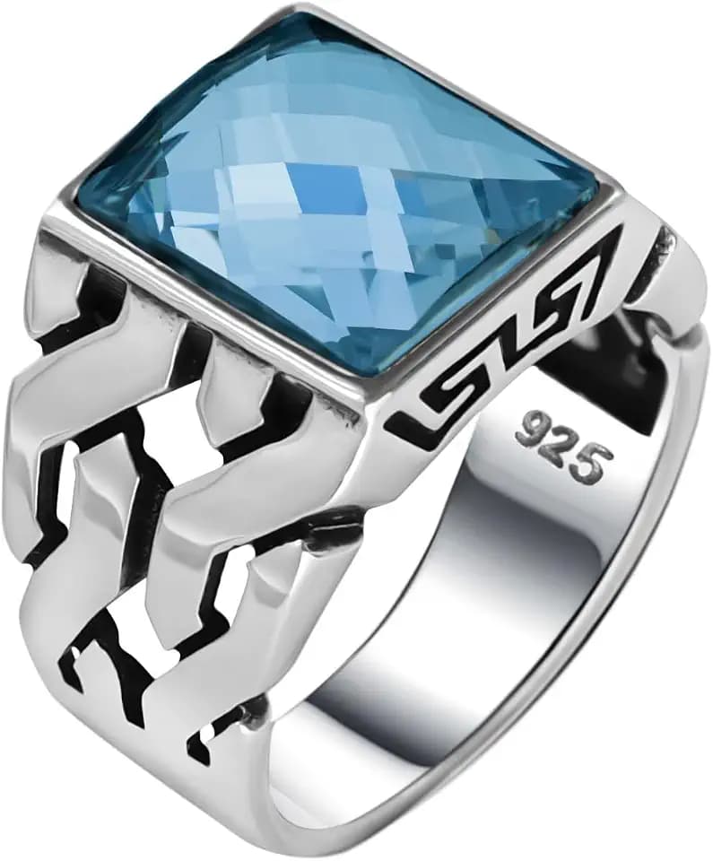 Genuine Solid 925 Sterling Silver, Cuban Link Braided Men's Ring