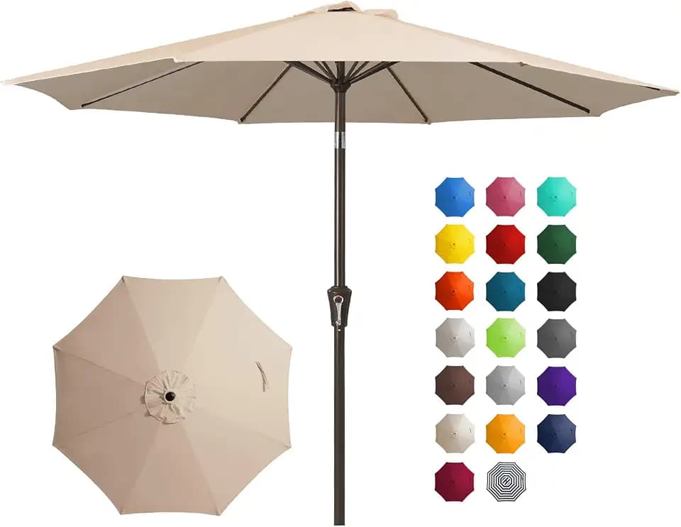 JEAREY 10FT Outdoor Patio Umbrella, Market Umbrella, Beige